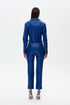 Egyptıan blue zipper detailed crop jacket